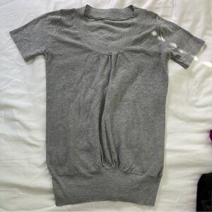 Gray Short Sleeve Knit Top